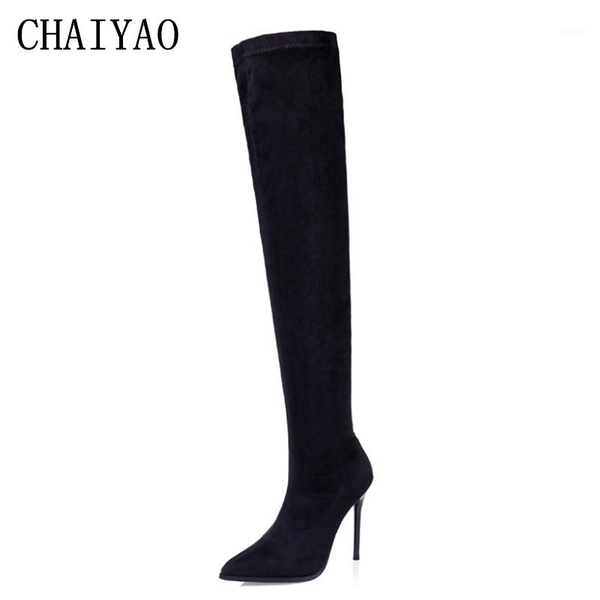 

over-the-knee women's boots autumn ladies stretch fabric skinny legs female shoes fashion soft high heels women boots1, Black