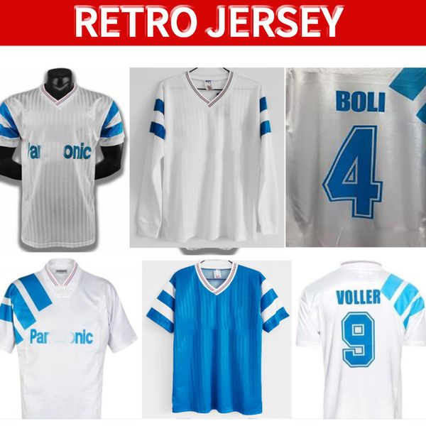 

Maillot de foot 1990 1991 Olympique de Marseille retro Soccer Jerseys 90 91 Papin Boli Waddle Pele Stojkovic Vintage Classic football Shirt, Black;yellow