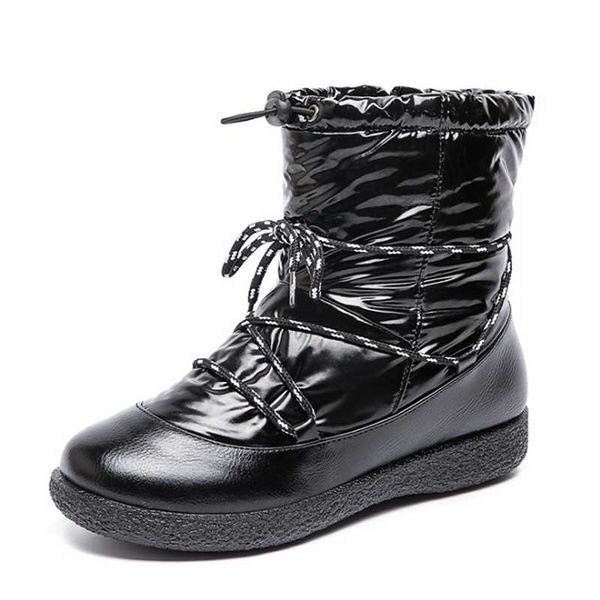 

women's boots 2020 new snow boots women's warm mid-tube down waterproof short plus velvet cotton shoes shoes, Black