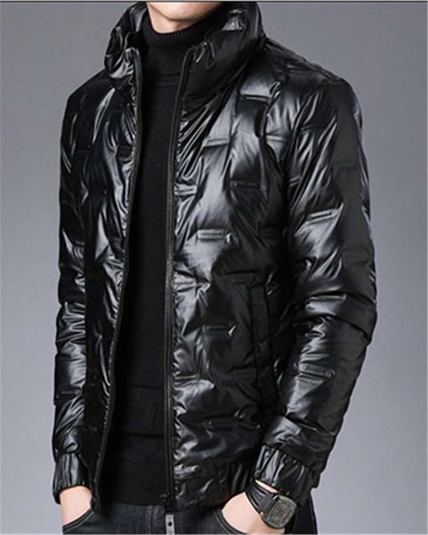 

зимние мужские куртки вниз случайный чистый белый цвет уток вниз молодость тепла зима густой теплой мужской одежды, Black