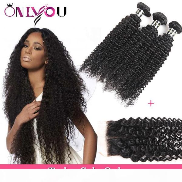 

9a mongolian kinky curly deep wave water straight body wave virgin hair 3 bundles with 1 lace closure unprocessed brazilian peruvian hair, Black;brown