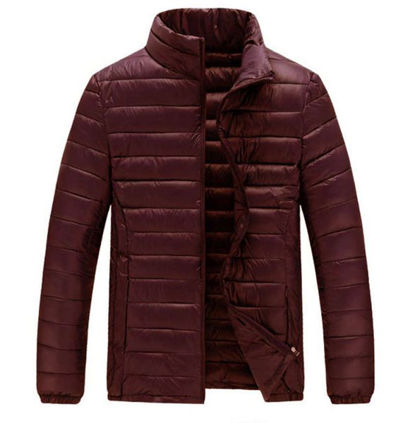 

autumn and winter lightweight down jacket cotton-padded jacket short stand-up collar solid color slim-fit jacket men's casual top, Black