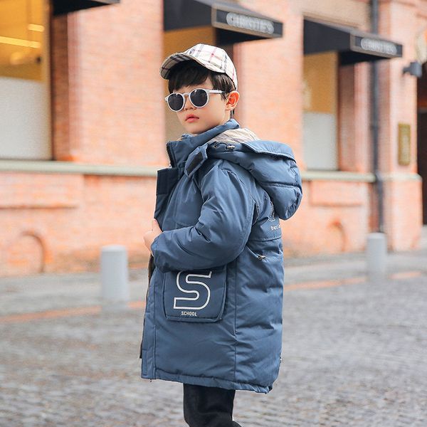 

children winter jacket for boy 2020 new hooded thick warm down cotton outerwear coat 3-11 year kids baby boy parka toddler coat lj201126, Blue;gray