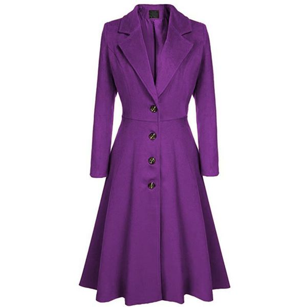 

autumn winter long woolen coat women 2020 fashion vintage casual single breasted jackets female elegant warm purple coat new, Black