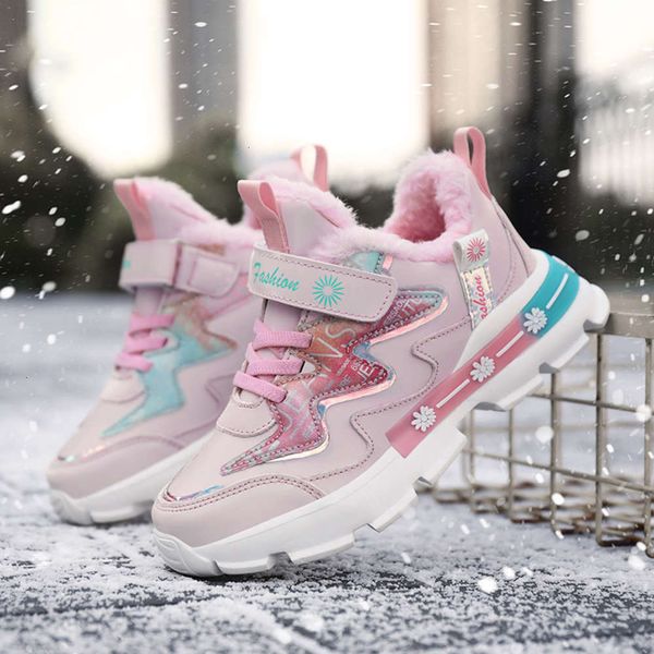 

winter new 2020 plush antiskid children's girl's toddler pink sports casual sho korean trend, Black;red