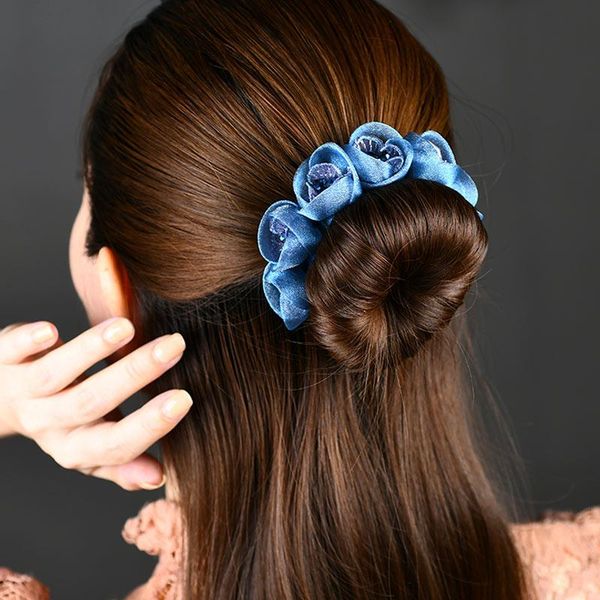 

meatball head hair tiara korean hairpin fashion mom elegant temperament flower hairpin female back head clip, Golden;silver
