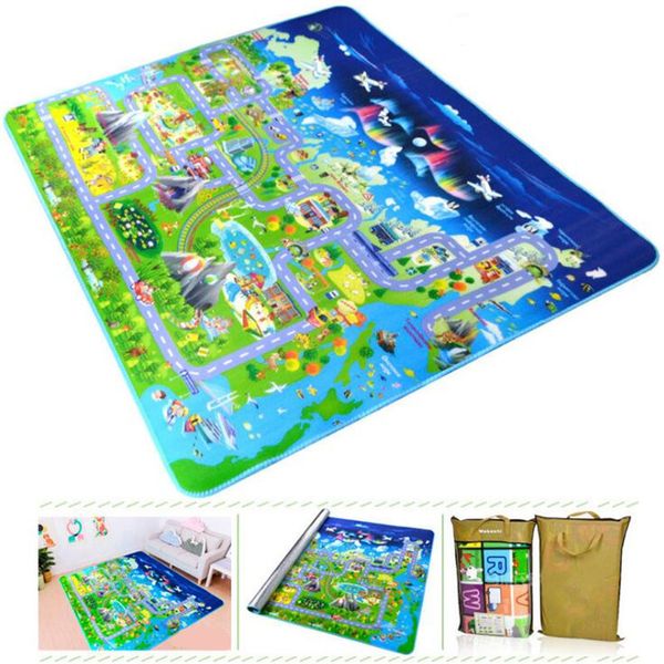 Tappeto per bambini Tappetino da gioco per bambini Giocattoli stradali urbani per bambini Tappeto Puzzle Tappetino strisciante impermeabile Sviluppo Tappetino da picnic Coperte da picnic LJ201114