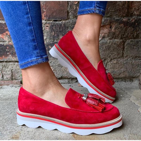 

women's loafers 2020 slip on light platform shoes casual female autumn footwear tassle ladies flat sneakers lazy shoes zapatos lj200820, Black