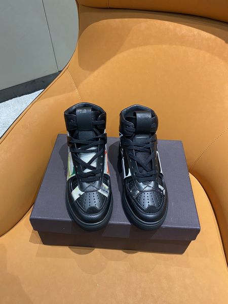 

high-sneakers calfskin vl7n sneaker with bands luxury design sneakers, Black