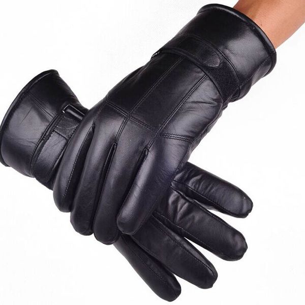 

sheepskin gloves fashion genuine leather with inside sheep hair glove luxury for men russian winter real fur gloves 201020, Blue;gray