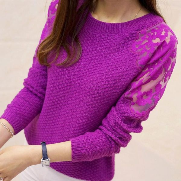 

2021 new winter sweet korean ladies lace cuff slim short sleeve slim turtleneck sweater knit female backing drop shipping, White;black