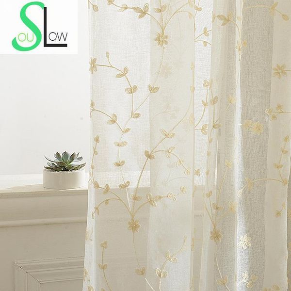 

[slow soul] cotton embroidery modern minimalist bedroom living room window curtain leaves curtains tulle luxury sheer cortinas