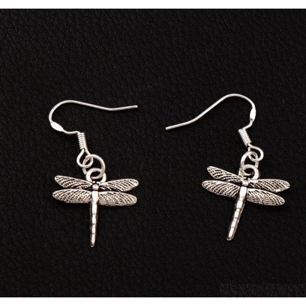 

airfoil flying dragonfly earrings 925 silver fish ear hook 50pairs/lot tibetan silver dangle chandelier e968 17x32.5mm 54k0h