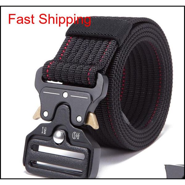

new mens adjustable tactical belt heavy duty nylon waist belt metal buckle outdoor hunting training patrol combat belts mplb4, Black;green