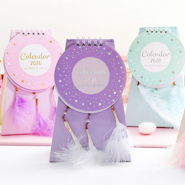 

2020 творческое перо настольный календарь cute memo planner план to do list daily note desktop календарь weekly офис школа питания qyljcw, Purple;pink
