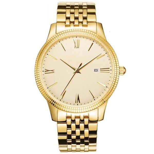 

steel plating business stainless gold 5-year indelible vacuum men's calendar watch 2021, Slivery;brown