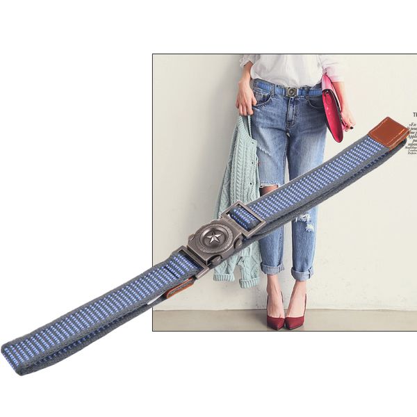 

canvas simple and versatile jeans female buckle adjustment student no hole women's belt, Black;brown