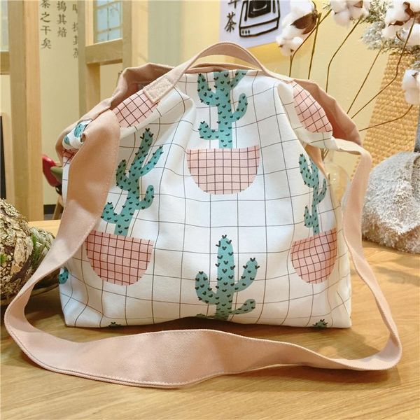 

yile cotton canvas eco cross body messenger handbag printed cactus flower zj 433a