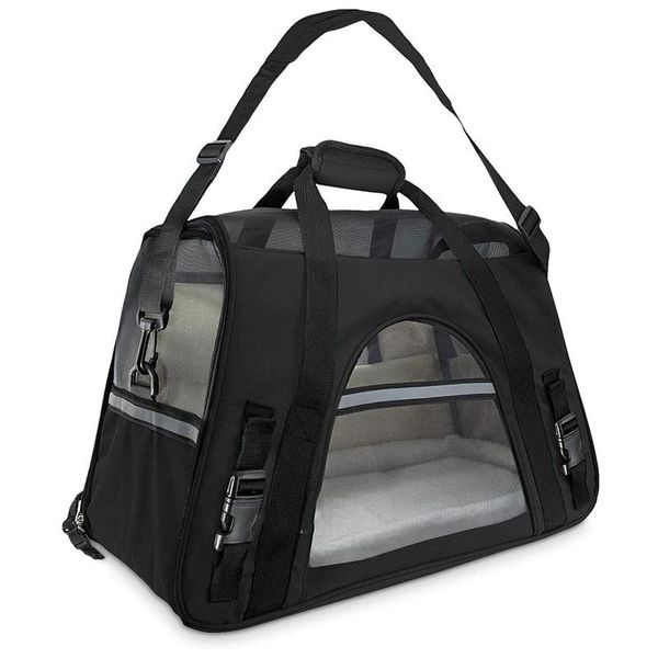 

soft-sided carriers for cats and dogs air-plane travel on-board under seat carrying bag with fleece bolster bed