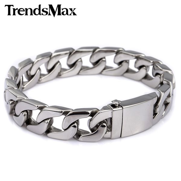 

men's bracelet curb link chain wristband 316l stainless steel bracelet for male jewelry dropshipping wholesale 13mm khb83 200928, Black