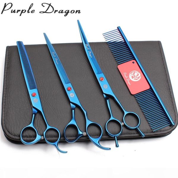 

8" stainless purple dragon blue grooming shears straight scissors thinning shears curved shears professional pet scissors z3005