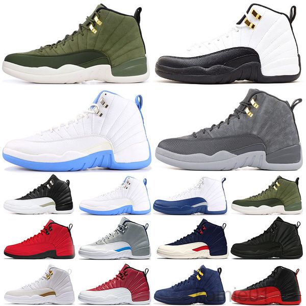 

mens basketballs shoes jumpman 12s dark concord 12 reverse flu game gold 11s 25th anniversary 11 bred women sports sneakers trainers khk6, Black