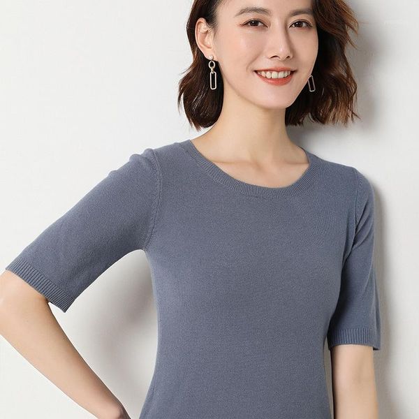 

shirt women short sleeves knitting pullover pullover soft spring sweater solid short o-neck slim outerwear1, White;black