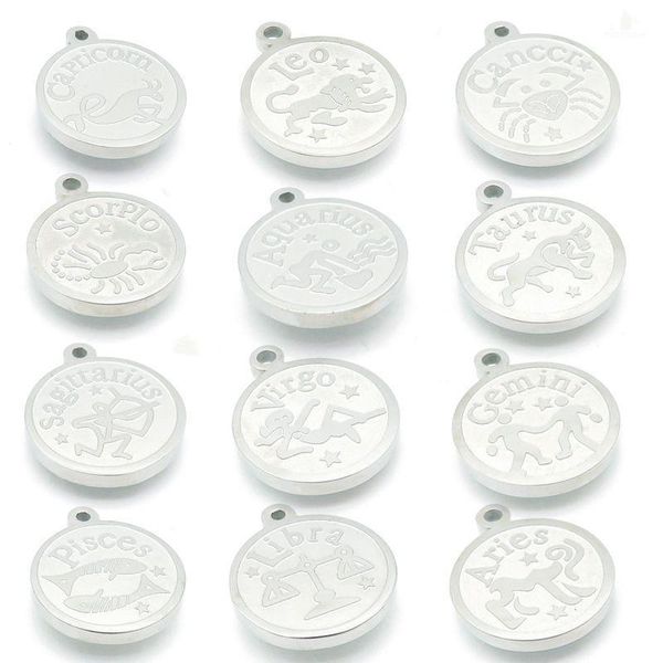 

charms 15mm pisces small two color metal stainless steel diy 12 constellations fit jewelry plant pendant makings1, Bronze;silver