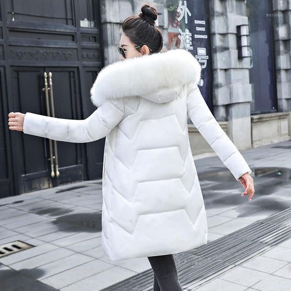 

women's down & parkas plus size s-7xl women's jacket winter warm big fur women long slim for hooded coat female parkas1, Black
