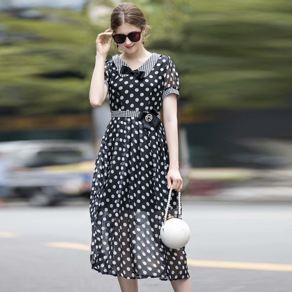 

spring-summer 2021 printing women stitches frizzy arches short sleeve thin stylish dress 0qtt, Black;gray
