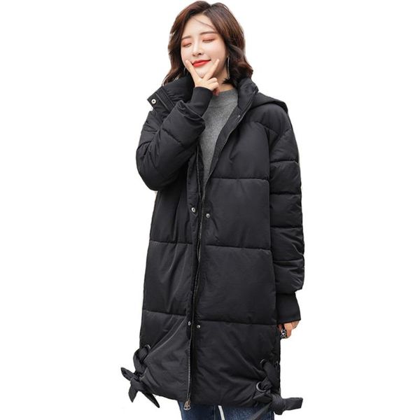 

2021 new arrival female parka outwear warm coat winter jacket women hooded long cotton padded mujer invierno, Black