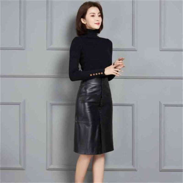 

fashion genuine royal sheep leather skirt k5 ixc5, Black