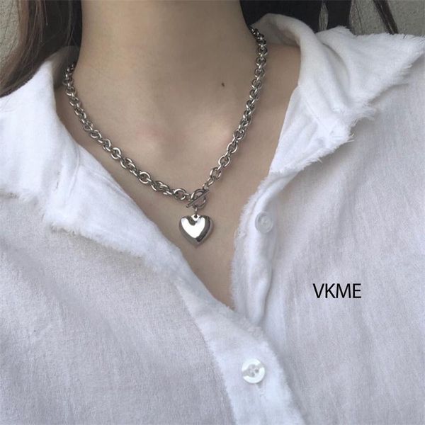 

vkme romantic heart necklaces drop shipping women pendant necklaces chokers 2020 new party gifts charm jewelry, Silver