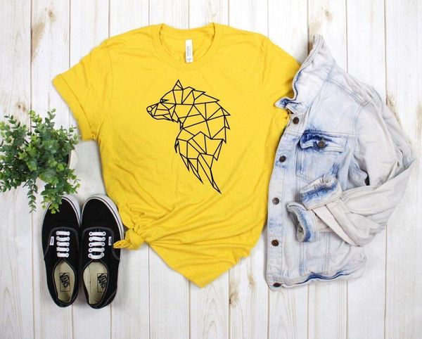 

modern wolf geometric print women tshirt cotton funny t shirt gift for lady yong girl street tee a-1053, White