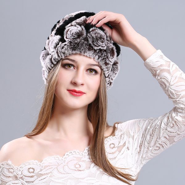 

beanie/skull caps winter ladies' warm rex fur hats, hand crocheted hats, Blue;gray