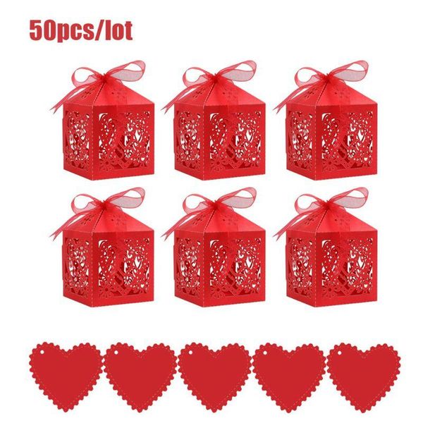 

gift wrap 50pcs/set love heart laser cut hollow carriage favors gifts candy boxes with ribbon baby shower wedding party supplies