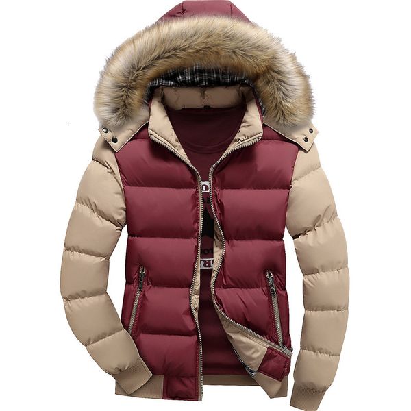 

2020 men's winter new thiened warm youth large size hooded down cotton jaet, Black