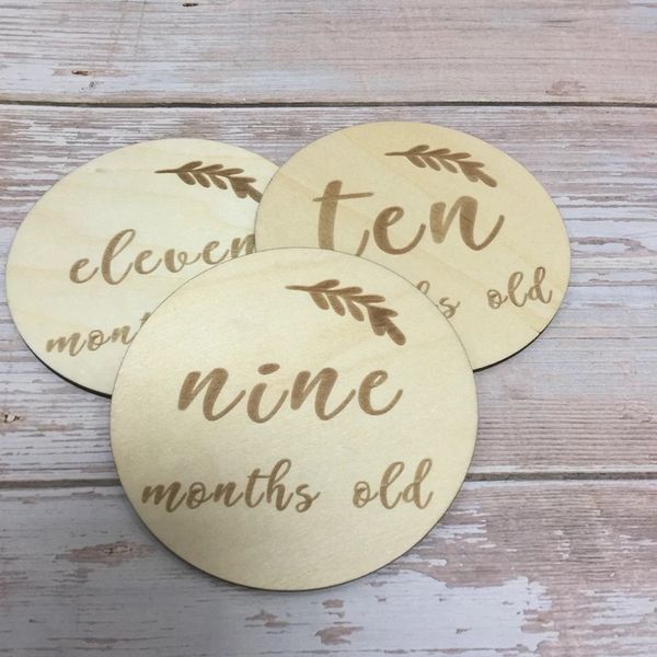 

unique baby shower gift wood baby milestone card 14 pcs natural wood color ing