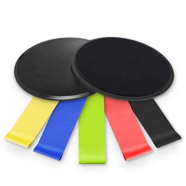 

core sliders fitness exercise equipment 5 resistance loop bands dual sided strength workout home gym smoothly gliding discs
