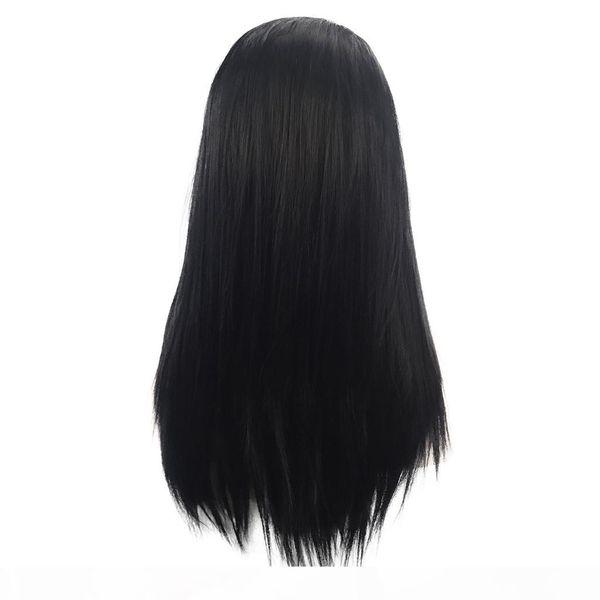 

2019 fashion soft full lace wigs black silky straight long wigs for black women heat resistant glueless synthetic lace front wigs