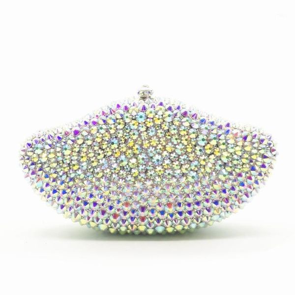 

evening bags lady party sparkling ab crystal women clutch purse bridal diamond wedding handbag1