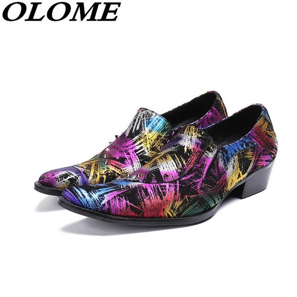 

mens shoes high heels mixed color dress wedding male party laofers elegant print velvet formal office shoes men italian, Black