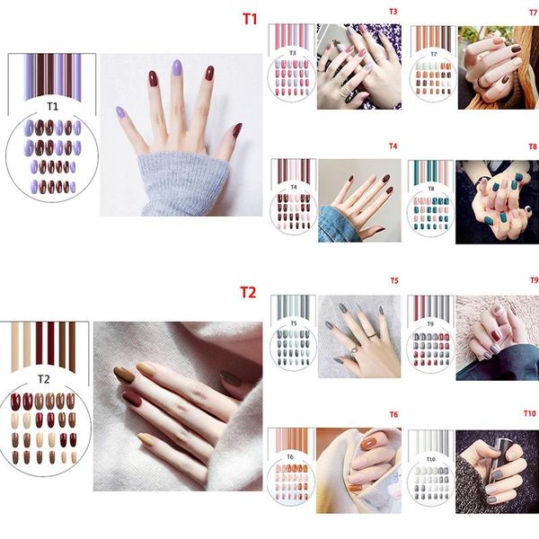 

4pcs false nails acrylic nude matte coffin artificial fake tips, Red;gold