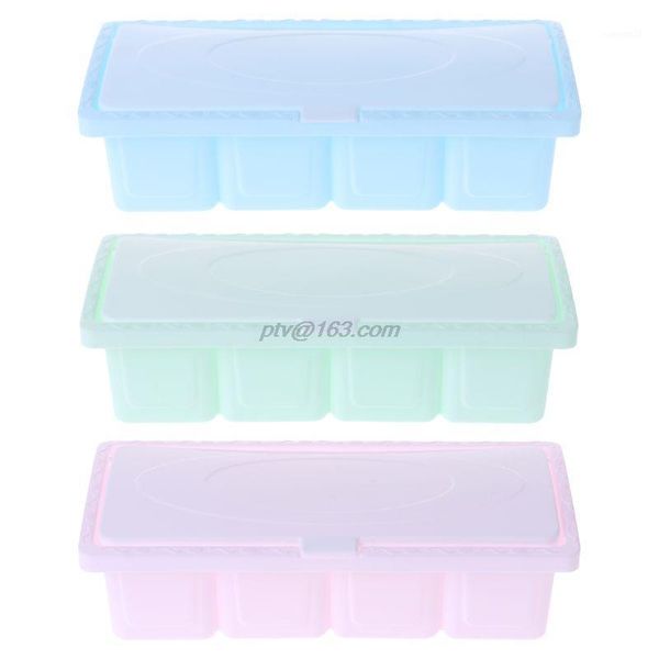 

4 grid jar condiment storage seasoning container kitchen box case holder1