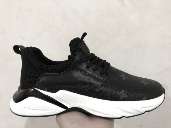 

самые высокие качества реальные кожаные кроссовки мужская обувь chaussures de дизайнер спортивные мокасины бегут мартина платформы повседнев, Black