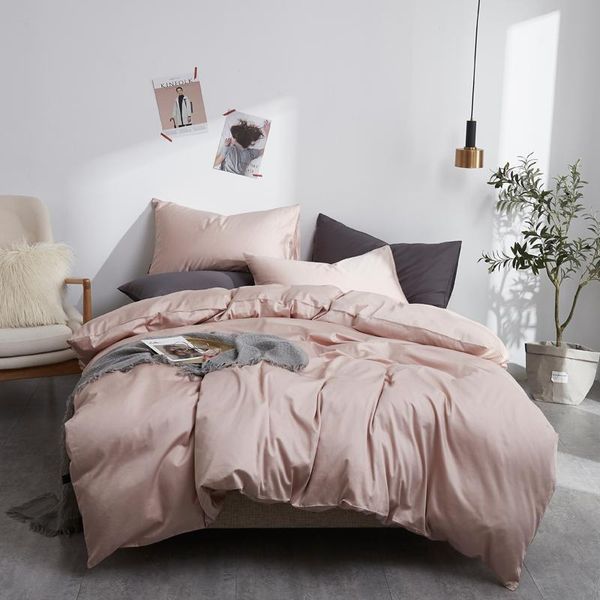 

egypt cotton solid color bedding set silky pure duvet cover set single product bedsheet pillowcases twin  king size
