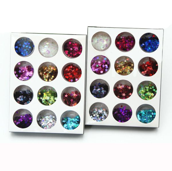

1 box heart star nail sequins laser colorful flakes paillette tool nails art decorations diy supplies, Silver;gold
