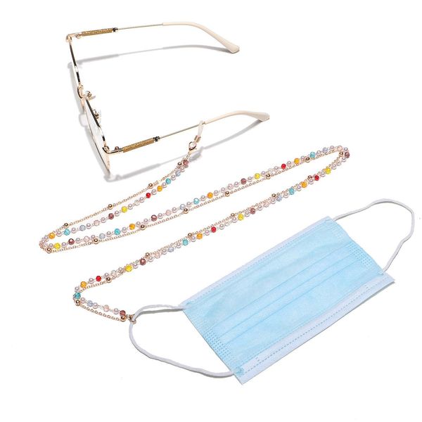 

2021 luxury double layers gold color crystal beads mask chain holder fashion sunglasses chain glasses accessories h jllhey