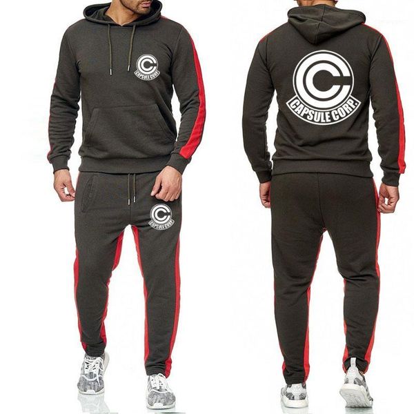 

anime large size tracksuit men set letter sportswear sweatsuit male sweat track suit jacket hoodie with pants1, Gray