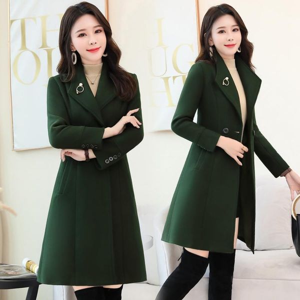 

elegant women's winter coat female 2020 new korean version of woolen coat female spring and autumn long section slim woolen1, Black